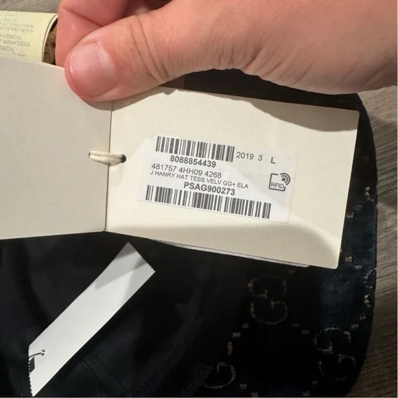 Gucci Double GG Logo Sapphire Blue Gold Velvet Baseball Cap Hat - Picture 14 of 14